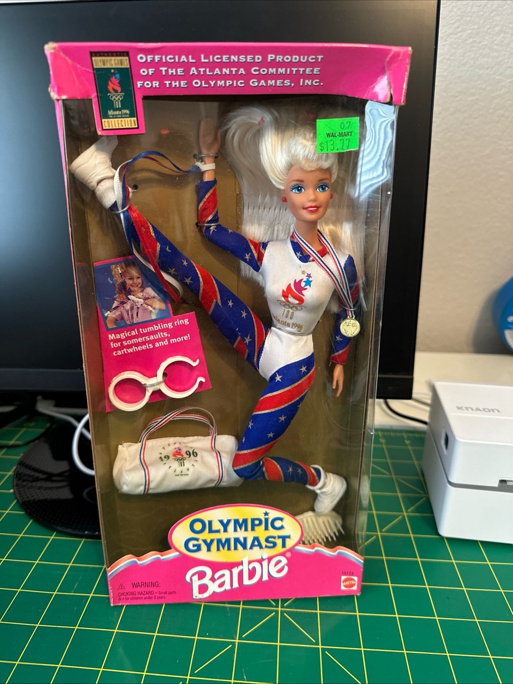 Barbie Olympic Gymnast Doll in White, Red & Blue Leotard